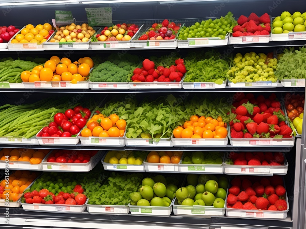 fruits and vegetables on market stall