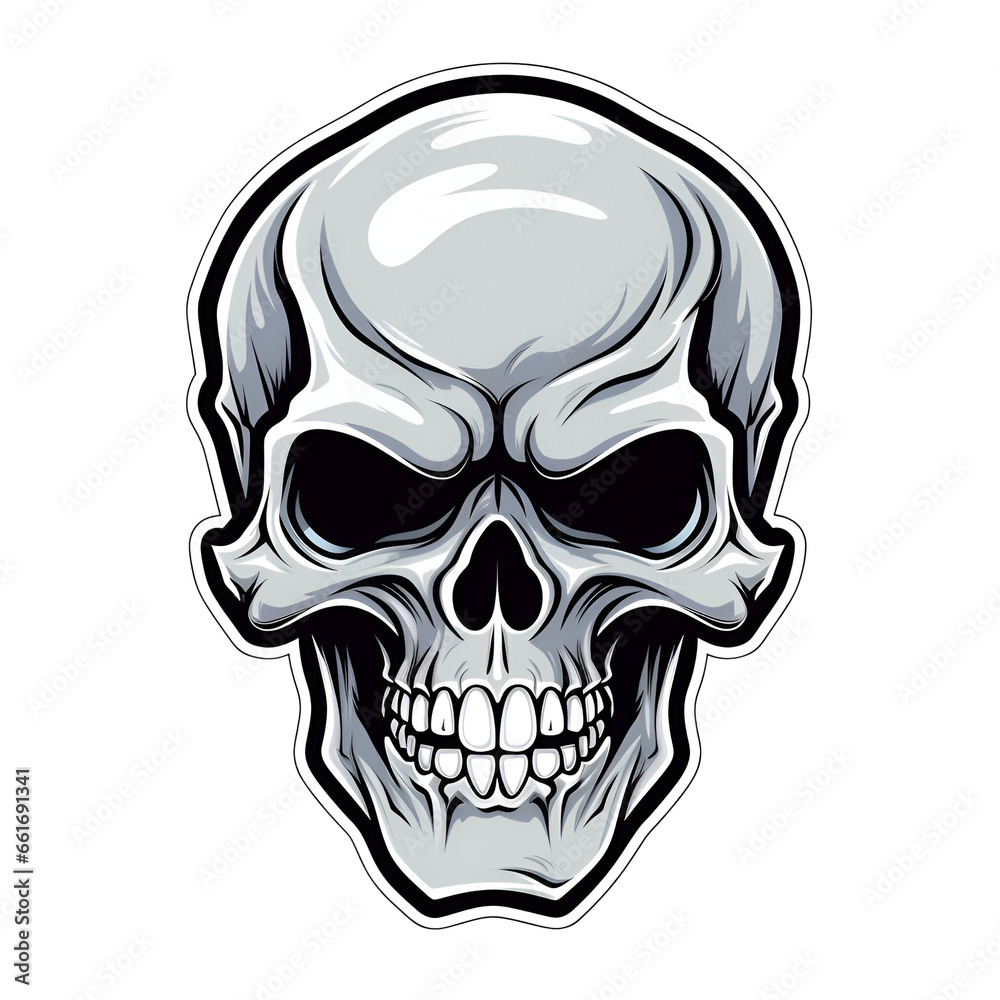 Cartoon Style Halloween Skull Skeleton Face No Background Perfect for Print on Demand Merchandise