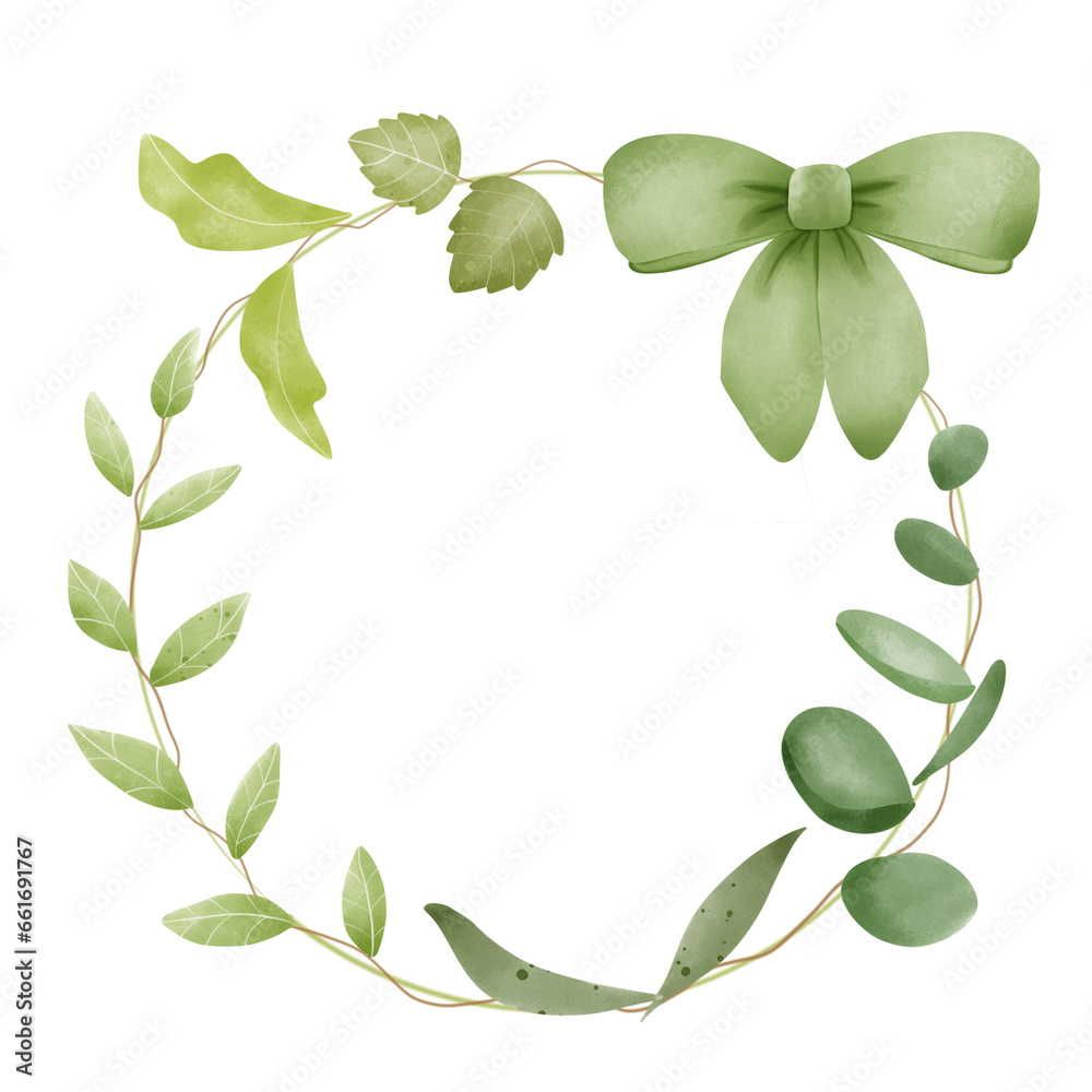 Green leaves wreath