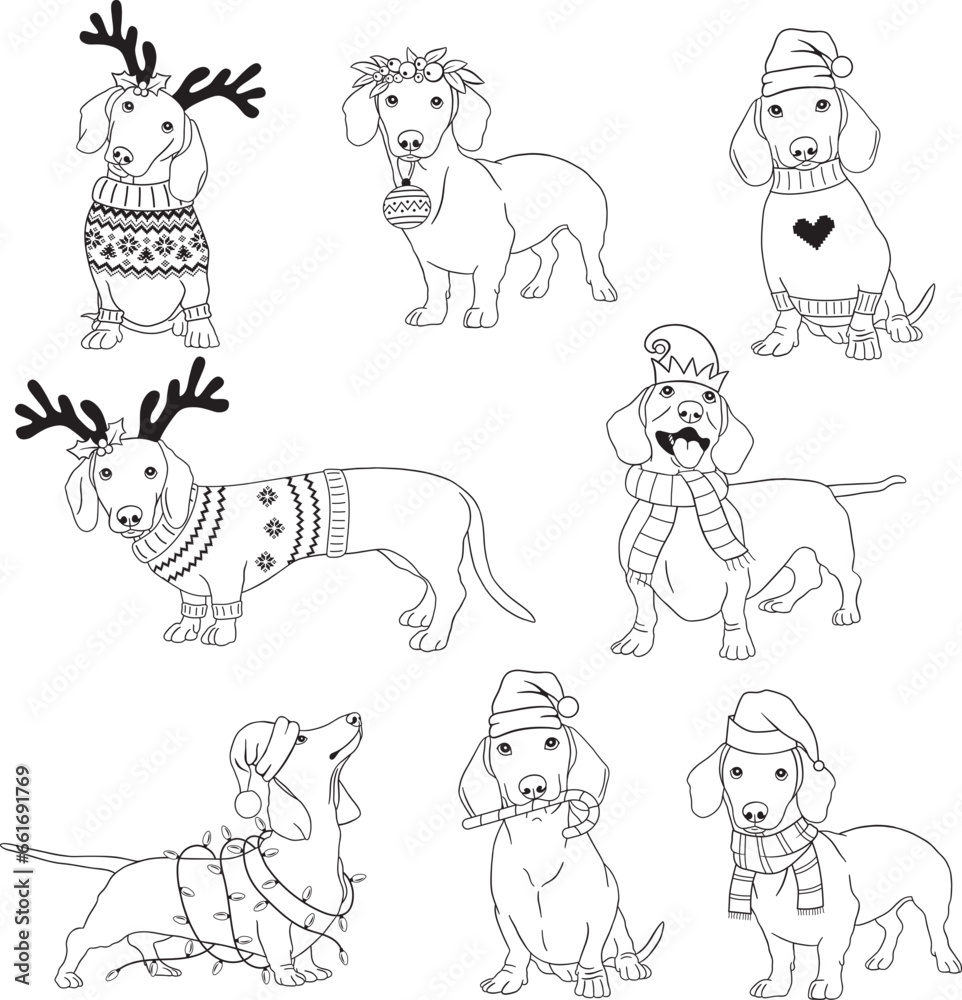 Christmas dachshund dog outline Christmas dachshund dog outline