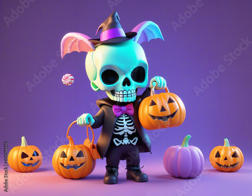halloween Kawaii Adorable 3D Character of pumpkins Adorable 3D Character of pumpkins zombie © Jersy