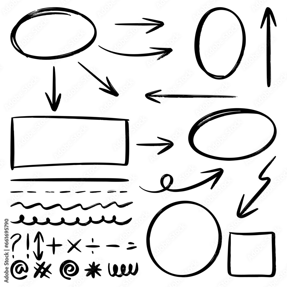 Doodle sketch style of Hand drawn lines, Arrows, circles and curves vector illustration for concept design. Doodle sketch style of Hand drawn lines, Arrows, circles and curves vector illustration for concept design.