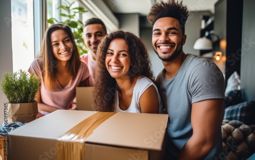 Group of friends moving in ...