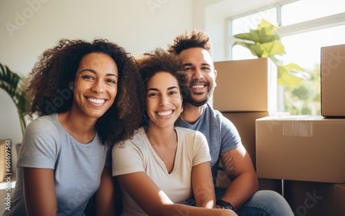 Group of friends moving in ...