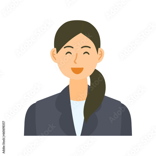 笑う女性会社員。フラットなベクターイラスト。 A laughing female office worker. Flat designed vector illustration. © nagamushi studio