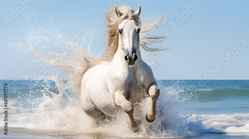 Horse running in the sea © EmmaStock