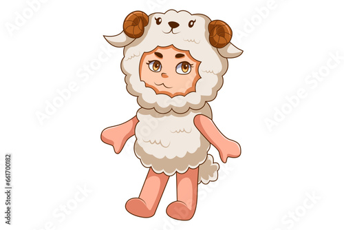 Cute Kids wearing Animal Costume Character Design Illustration