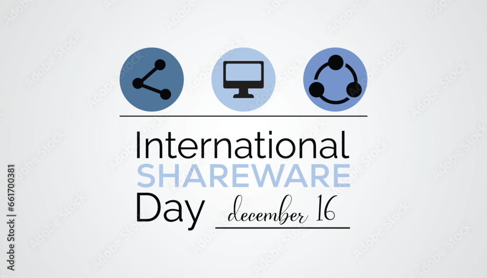Vector illustration on the theme of International Shareware Day observed each year during December. observed each year during December banner, Holiday, poster, card and background design. Vector illustration on the theme of International Shareware Day observed each year during December. observed each year during December banner, Holiday, poster, card and background design.