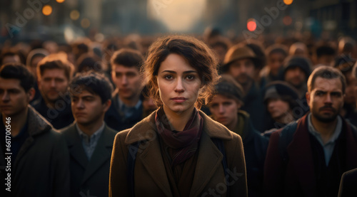 Portrait of a girl standing out among the crowd