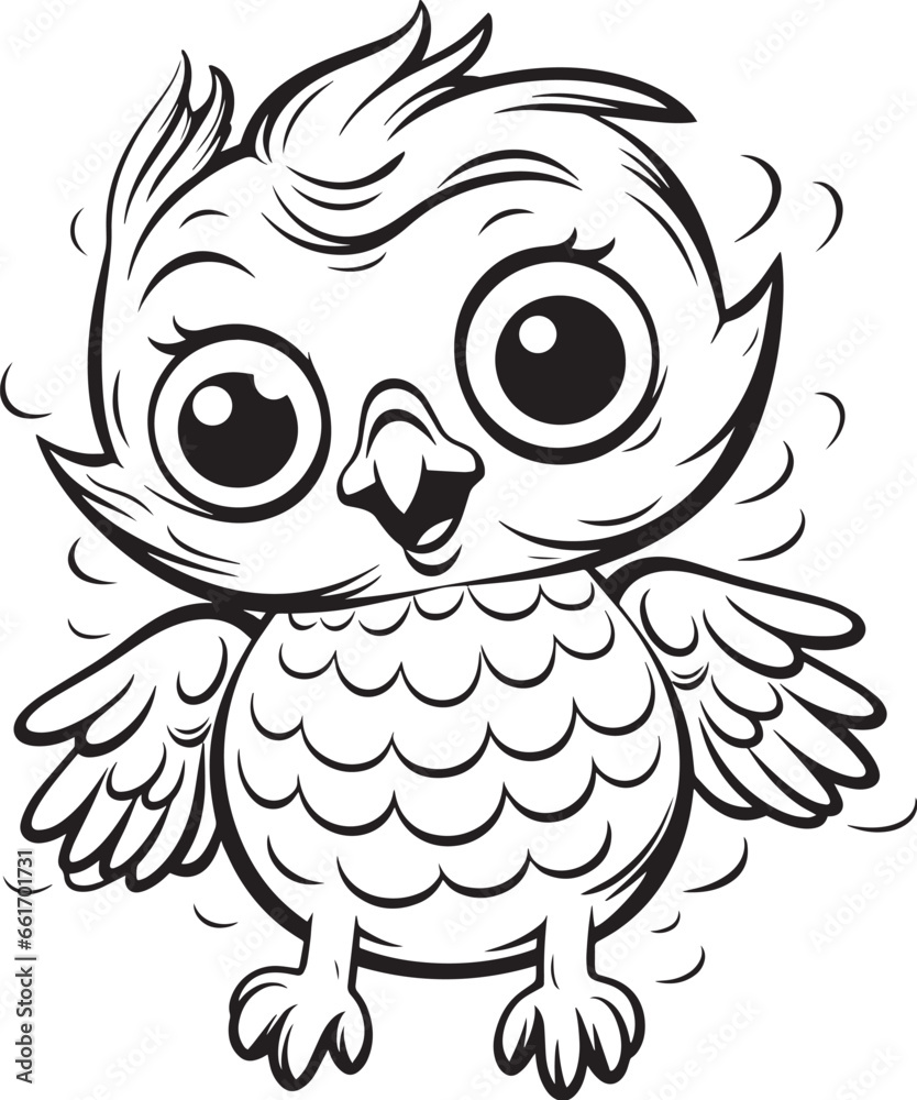 coloring page bird with a smile