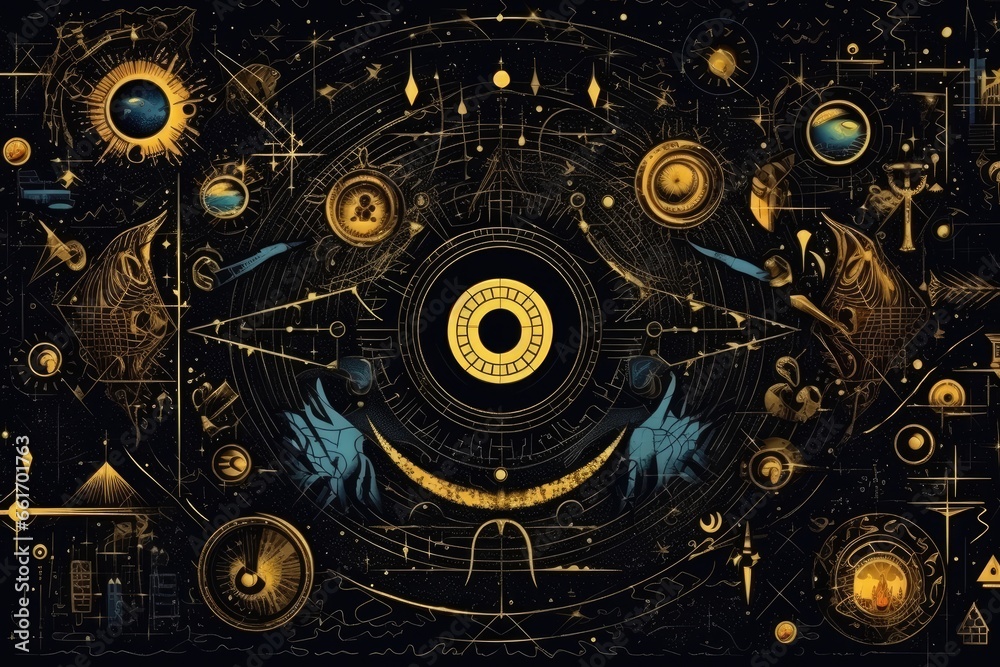 Fototapeta premium Abstract background with elements of alchemy and occultism 