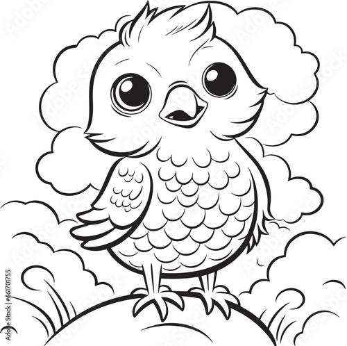 coloring page bird with a smile