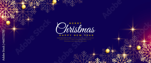 eye catching merry christmas celebration poster with snowflake decor