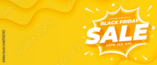 black friday mega sale coupon yellow banner with comic expression