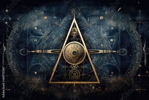 Abstract background with elements of alchemy and occultism  photo
