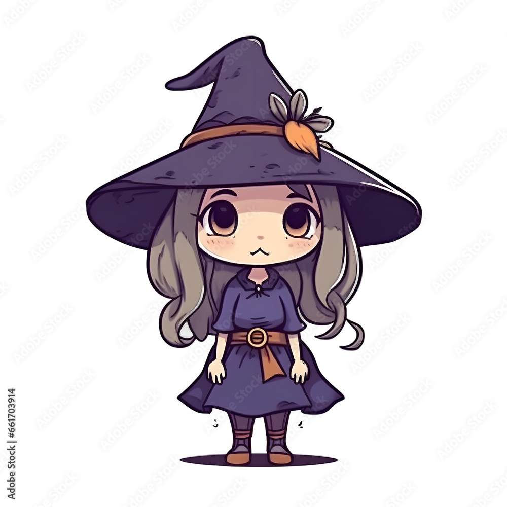 Cute little witch, Halloween, geneative ai 