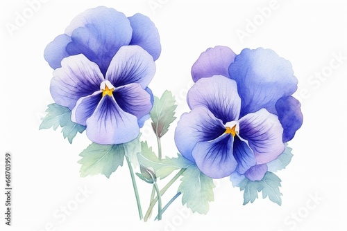 Generative AI : Studio Shot of Blue Colored Pansy Flowers Isolated on White Background. 