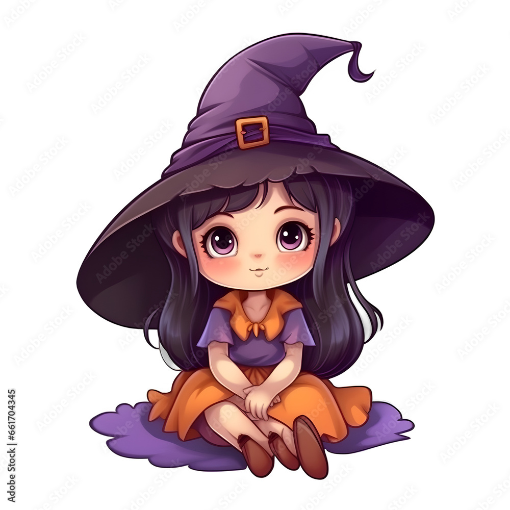 a little cute witch, Halloween, generative ai 