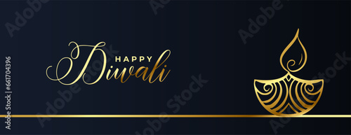 premium shubh diwali religious banner with artistic diya design vector