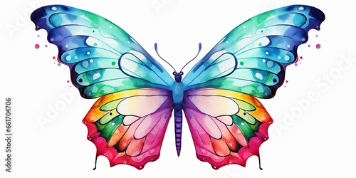 Generative AI   Watercolor butterfly  isolated on white background