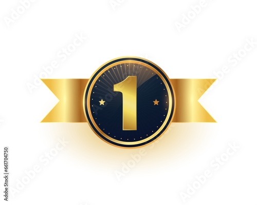 modern and golden number 1 or one victory label design