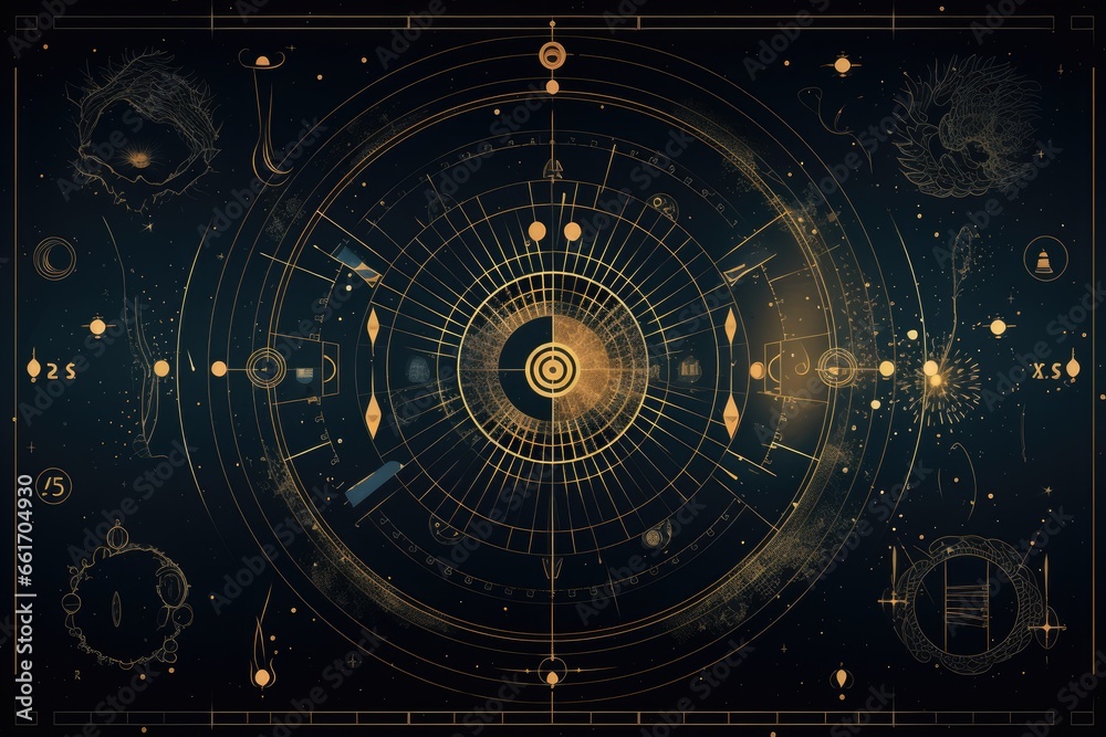 Obraz premium Abstract background with elements of alchemy and occultism 
