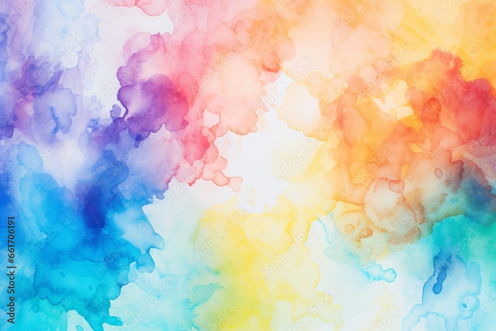 Generative AI : Splashing colorful watercolor colors on paper to create a background texture