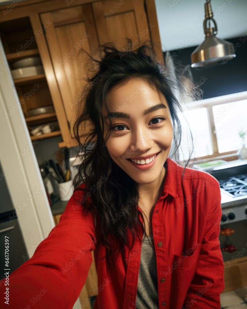 Happy young woman taking a selfie Happy young woman taking a selfie