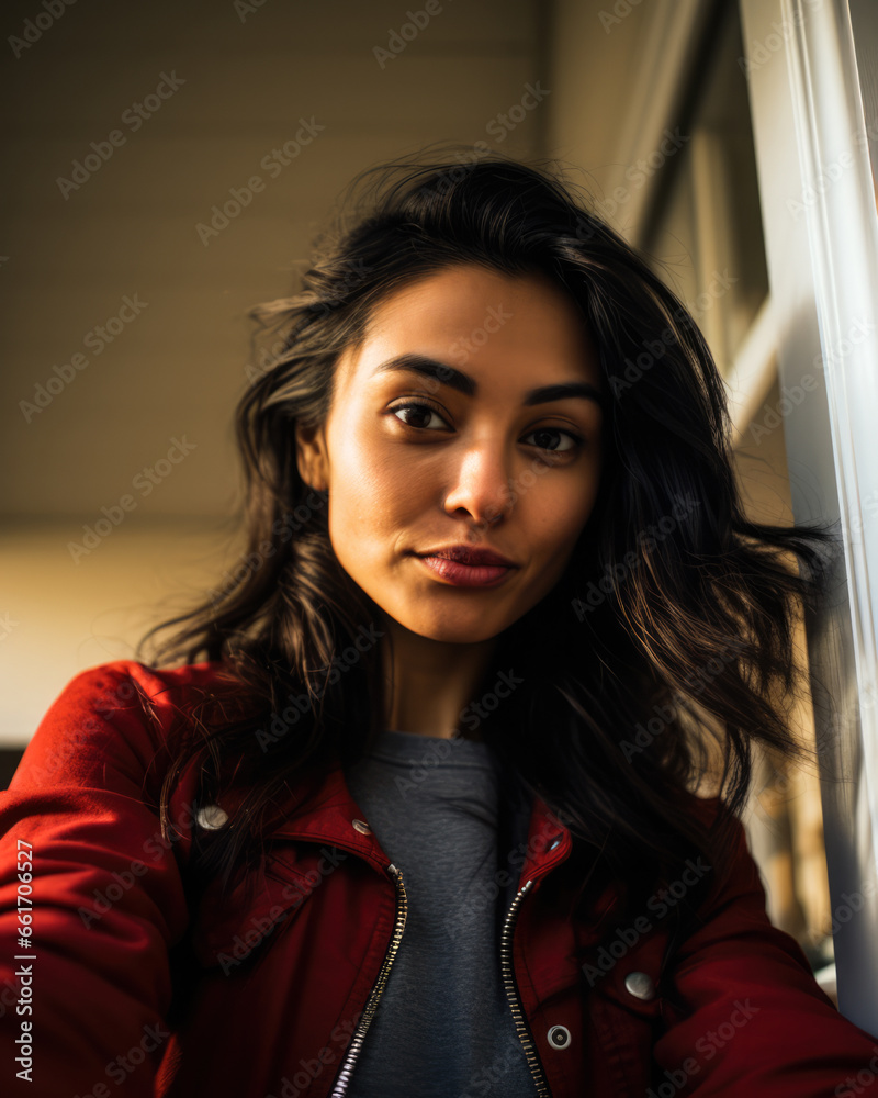 Happy young woman taking a selfie Happy young woman taking a selfie