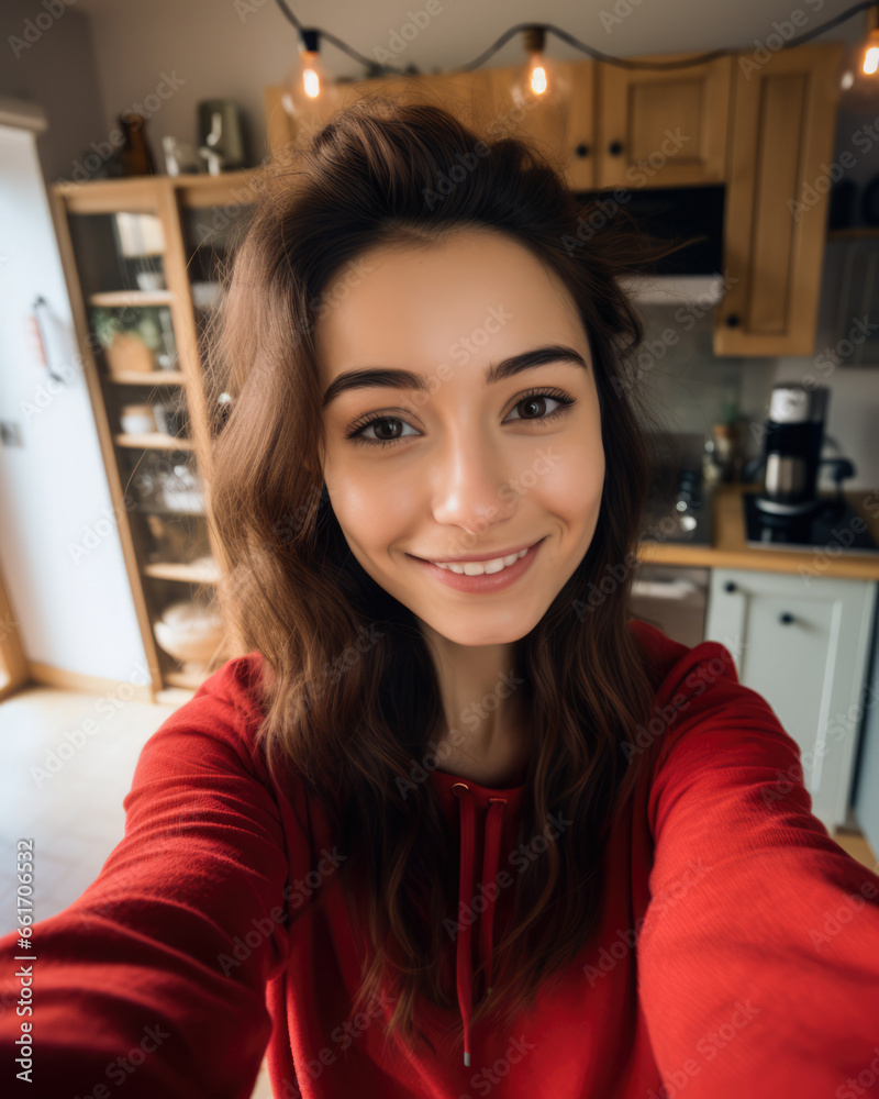 Happy young woman taking a selfie Happy young woman taking a selfie