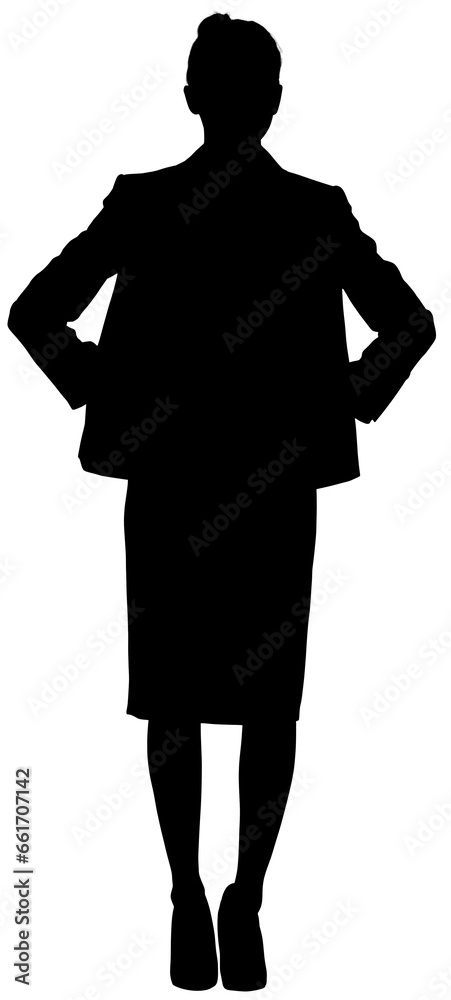 Digital png illustration of silhouette of businesswoman standing on transparent background