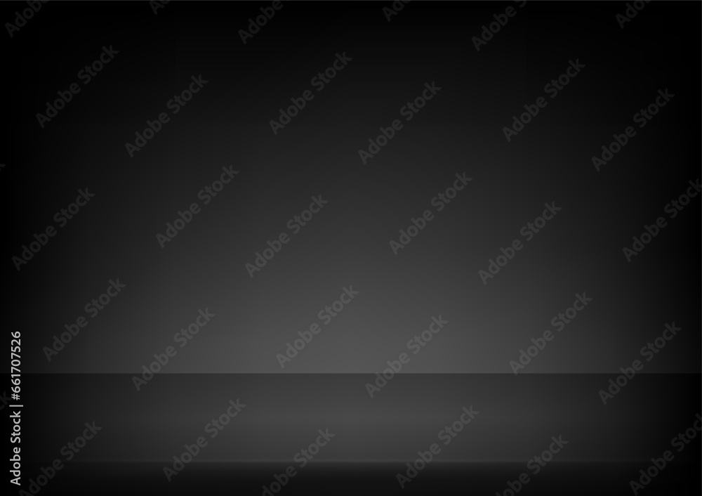 Empty black color studio room background. Banner for advertise product on website. Vector illustration.