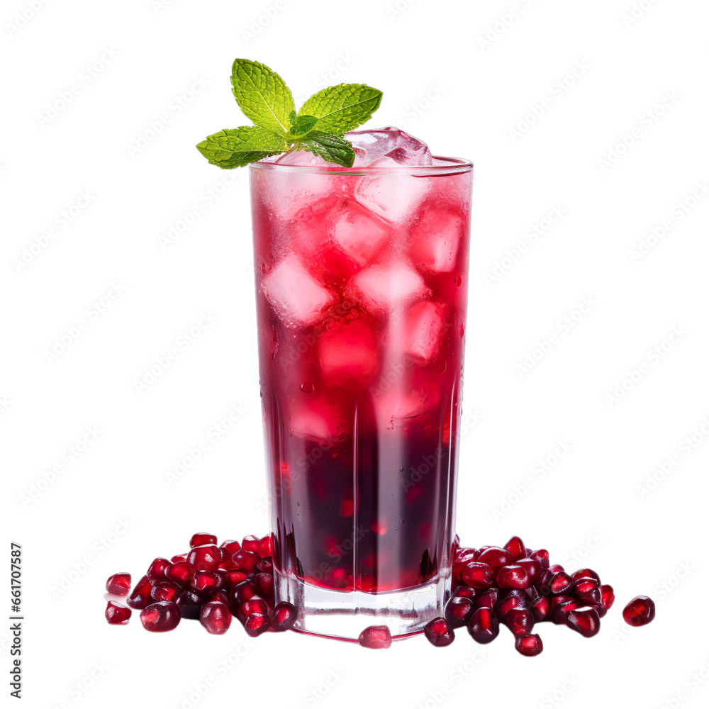 front view of blueberry pomegranate juice with ingredients isolated on a transparent white background front view of blueberry pomegranate juice with ingredients isolated on a transparent white background