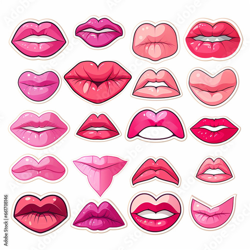 Illustration of a set of lips with different types of lipstick.