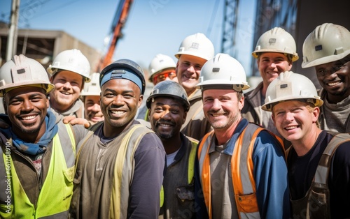 A team of happy construction workers