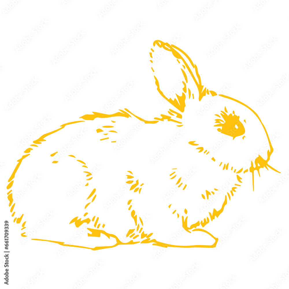 Naklejka premium Digital png illustration of yellow bunny sitting on transparent background