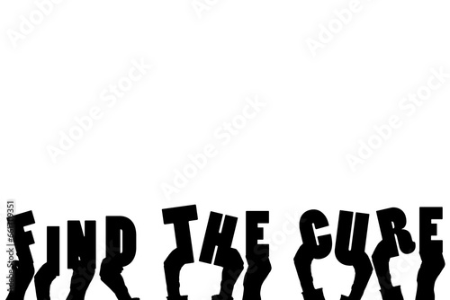 Digital png illustration of hands and find the cure text on transparent background
