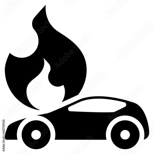 insurance car fire accidence solid glyph photo