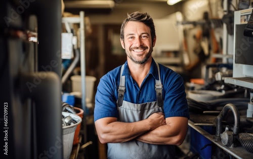 Portrait of a plumber, small business owner photo