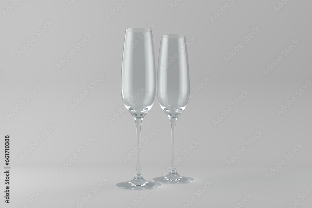 Fototapeta premium Digital png illustration of two glasses for champagne on transparent background