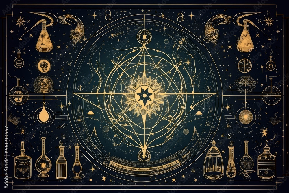 Fototapeta premium Abstract background with elements of alchemy and occultism 