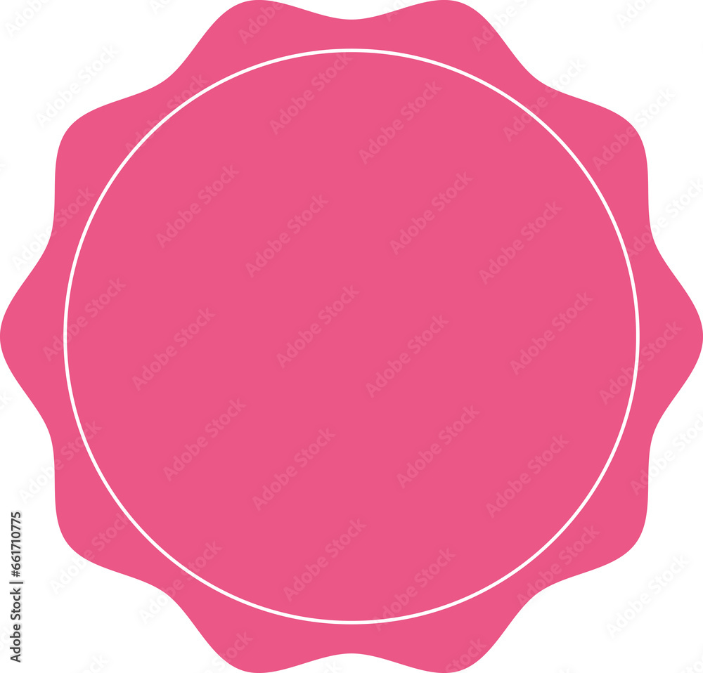 Digital png illustration of pink badge with copy space on transparent background