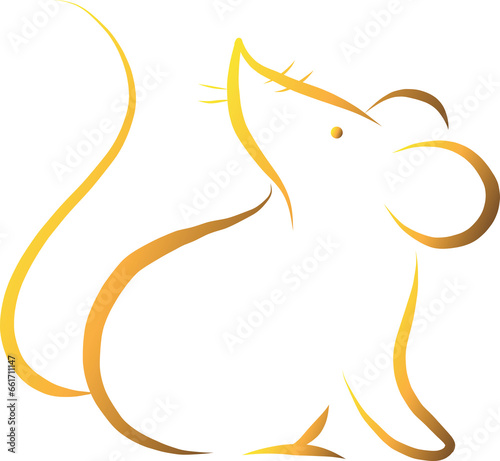 Digital png illustration of golden mouse on transparent background