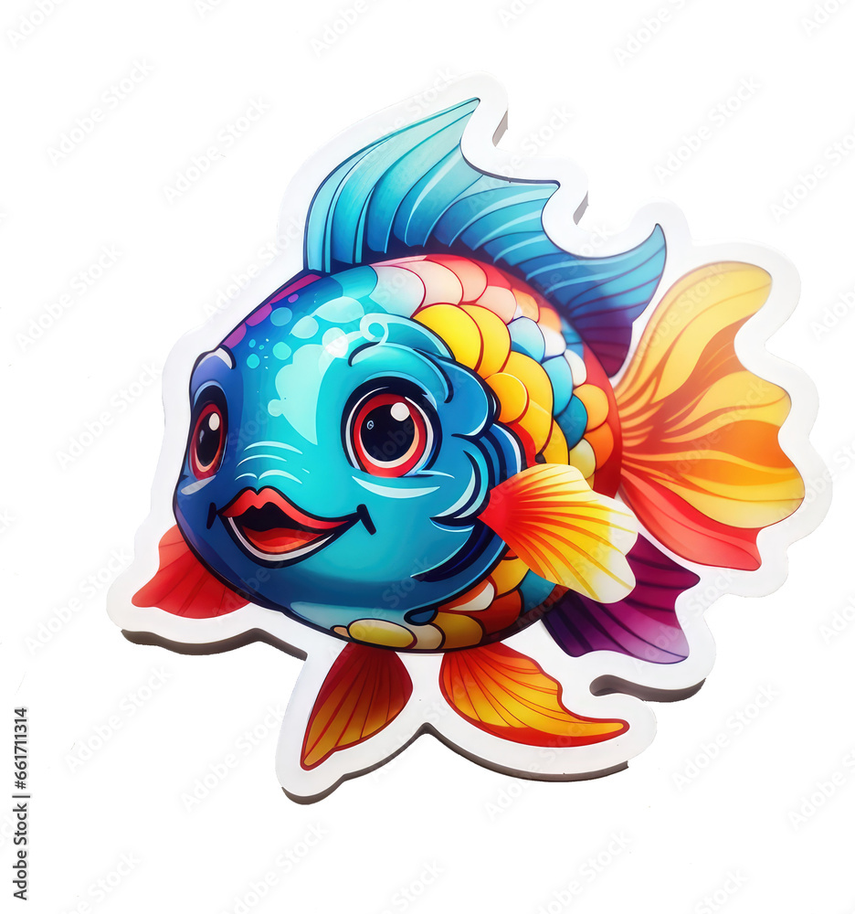 Cute Fish Vector Illustration Cartoon Transparent Kids Stickers