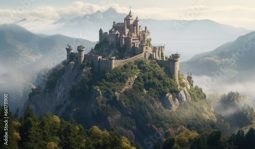 A charming gothic castle fortress sits at the top © jambulart
