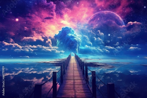 Starry night sky nebula magic fantasy, Heaven's Bridge