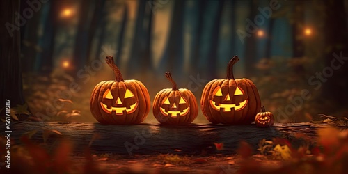 Autumn nights. Glowing halloween pumpkin. Creepy jack o lantern. Halloween symbol in dark. Spooky pumpkins carving. Sinister smile