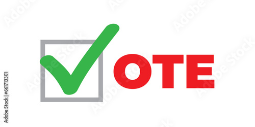 Vote vector icon election sign. Vote check logo campaign symbol design