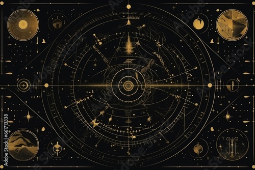 Abstract background with elements of alchemy and occultism 