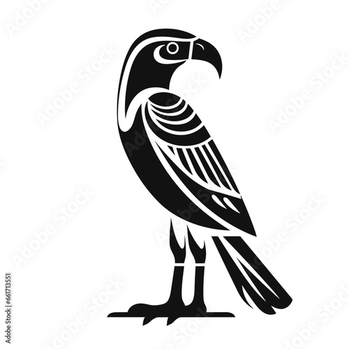 Horus der ägyptische Falkengott in schwarz-weiß Silhouette Vektor